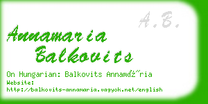 annamaria balkovits business card